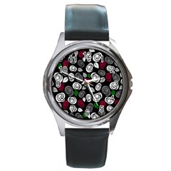 Elegant Roses Design Round Metal Watch by Valentinaart