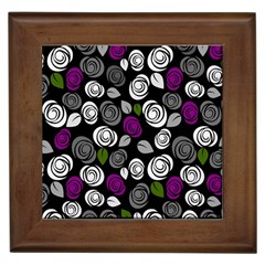 Purple Roses Pattern Framed Tiles by Valentinaart