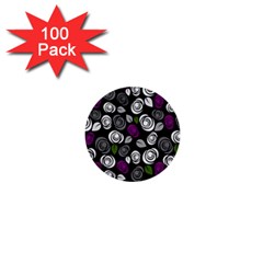 Purple Roses Pattern 1  Mini Buttons (100 Pack)  by Valentinaart