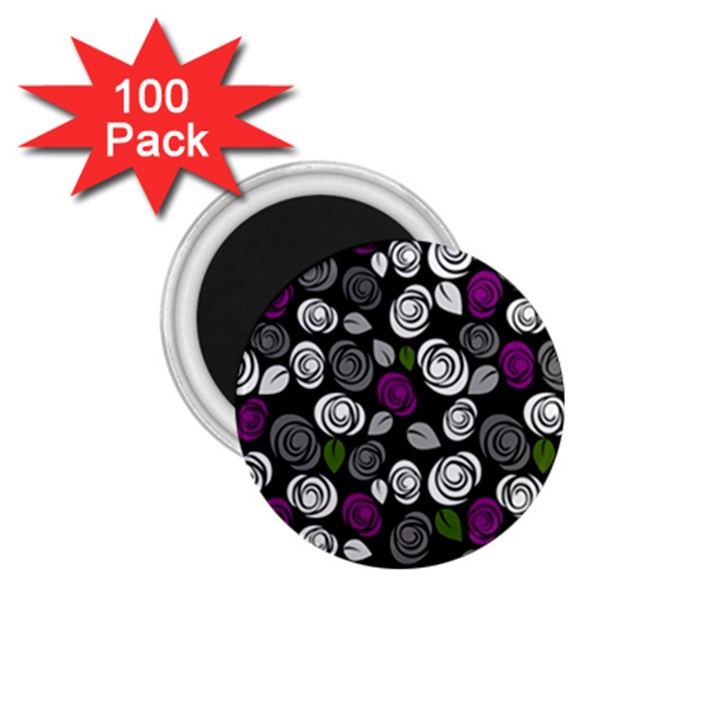 Purple roses pattern 1.75  Magnets (100 pack) 