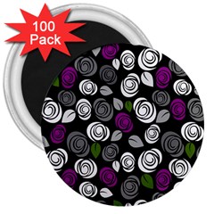 Purple Roses Pattern 3  Magnets (100 Pack)