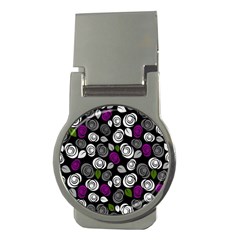 Purple Roses Pattern Money Clips (round) 