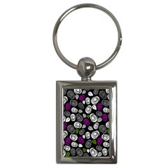 Purple Roses Pattern Key Chains (rectangle)  by Valentinaart