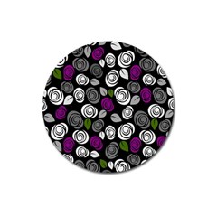 Purple Roses Pattern Magnet 3  (round) by Valentinaart