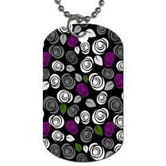 Purple Roses Pattern Dog Tag (one Side) by Valentinaart