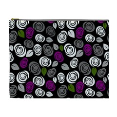 Purple Roses Pattern Cosmetic Bag (xl) by Valentinaart