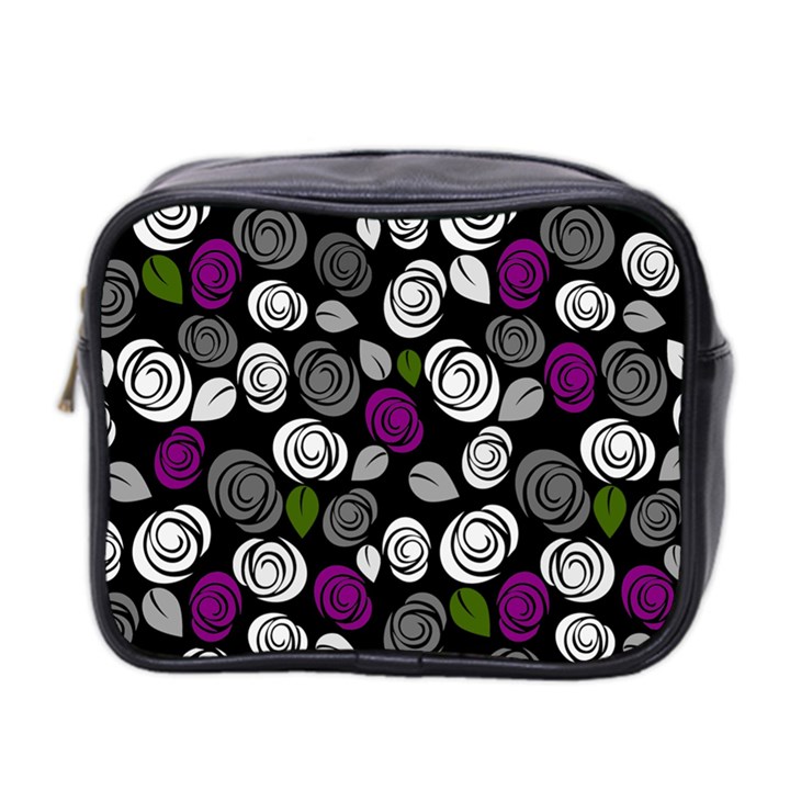 Purple roses pattern Mini Toiletries Bag 2-Side