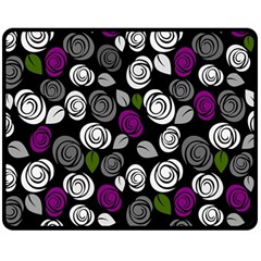 Purple Roses Pattern Double Sided Fleece Blanket (medium)  by Valentinaart