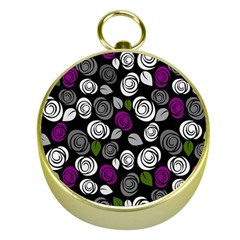 Purple Roses Pattern Gold Compasses