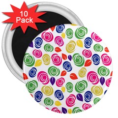 Colorful Roses 3  Magnets (10 Pack)  by Valentinaart