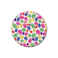 Colorful Roses Rubber Round Coaster (4 Pack)  by Valentinaart