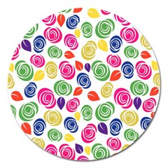 Colorful Roses Magnet 5  (round)