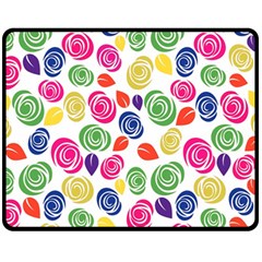 Colorful Roses Fleece Blanket (medium)  by Valentinaart