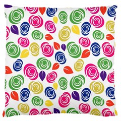 Colorful Roses Large Cushion Case (two Sides) by Valentinaart