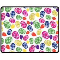 Colorful Roses Double Sided Fleece Blanket (medium)  by Valentinaart