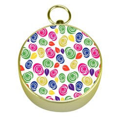 Colorful Roses Gold Compasses