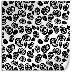 Black Roses Pattern Canvas 16  X 16   by Valentinaart