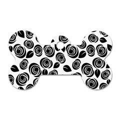 Black Roses Pattern Dog Tag Bone (one Side) by Valentinaart