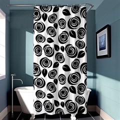 Black Roses Pattern Shower Curtain 36  X 72  (stall)  by Valentinaart