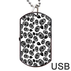 Black Roses Pattern Dog Tag Usb Flash (two Sides) by Valentinaart