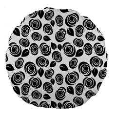 Black Roses Pattern Large 18  Premium Round Cushions by Valentinaart