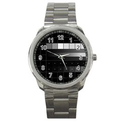 Grayscale Test Pattern Sport Metal Watch by Nexatart