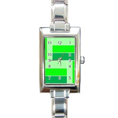 Green Shades Geometric Quad Rectangle Italian Charm Watch by Nexatart