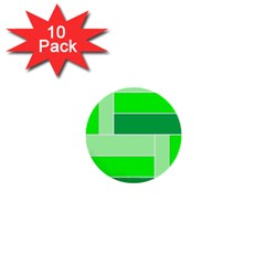 Green Shades Geometric Quad 1  Mini Buttons (10 Pack) 