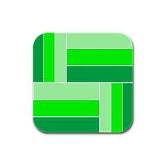 Green Shades Geometric Quad Rubber Square Coaster (4 Pack)  by Nexatart