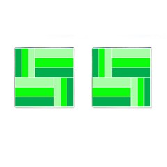 Green Shades Geometric Quad Cufflinks (square) by Nexatart