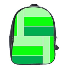 Green Shades Geometric Quad School Bags(large)  by Nexatart