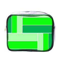 Green Shades Geometric Quad Mini Toiletries Bags by Nexatart