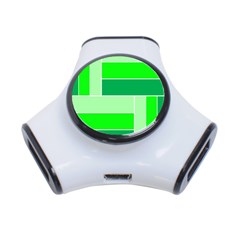 Green Shades Geometric Quad 3-port Usb Hub by Nexatart