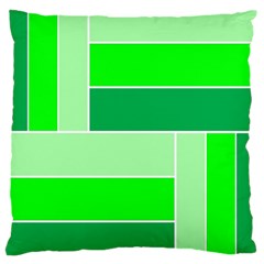 Green Shades Geometric Quad Large Cushion Case (two Sides) by Nexatart