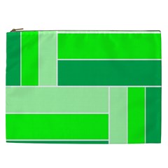 Green Shades Geometric Quad Cosmetic Bag (xxl)  by Nexatart