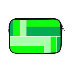 Green Shades Geometric Quad Apple Ipad Mini Zipper Cases by Nexatart