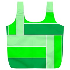 Green Shades Geometric Quad Full Print Recycle Bags (l)  by Nexatart