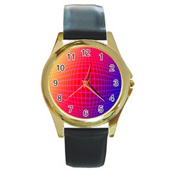 Grid Diamonds Figure Abstract Round Gold Metal Watch by Nexatart