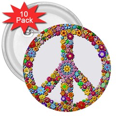 Groovy Flower Clip Art 3  Buttons (10 Pack)  by Nexatart