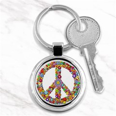 Groovy Flower Clip Art Key Chains (round)  by Nexatart