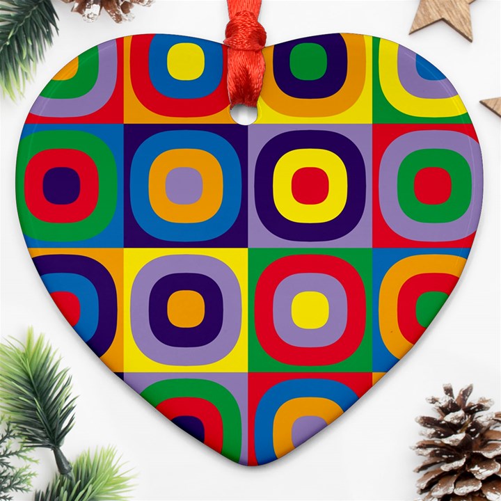 Kandinsky Circles Heart Ornament (Two Sides)