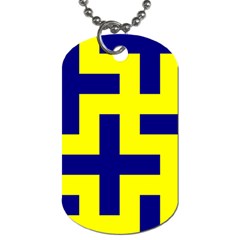 Pattern Blue Yellow Crosses Plus Style Bright Dog Tag (two Sides)