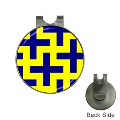 Pattern Blue Yellow Crosses Plus Style Bright Hat Clips With Golf Markers by Nexatart