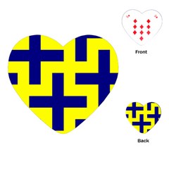 Pattern Blue Yellow Crosses Plus Style Bright Playing Cards (heart)  by Nexatart