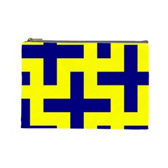 Pattern Blue Yellow Crosses Plus Style Bright Cosmetic Bag (large)  by Nexatart