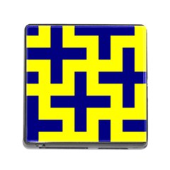 Pattern Blue Yellow Crosses Plus Style Bright Memory Card Reader (square) by Nexatart