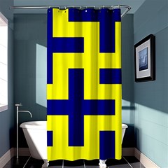 Pattern Blue Yellow Crosses Plus Style Bright Shower Curtain 36  X 72  (stall)  by Nexatart