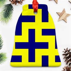 Pattern Blue Yellow Crosses Plus Style Bright Bell Ornament (two Sides) by Nexatart