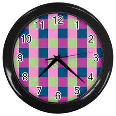 Pink Teal Lime Orchid Pattern Wall Clocks (black) by Nexatart