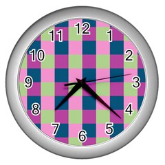 Pink Teal Lime Orchid Pattern Wall Clocks (silver)  by Nexatart